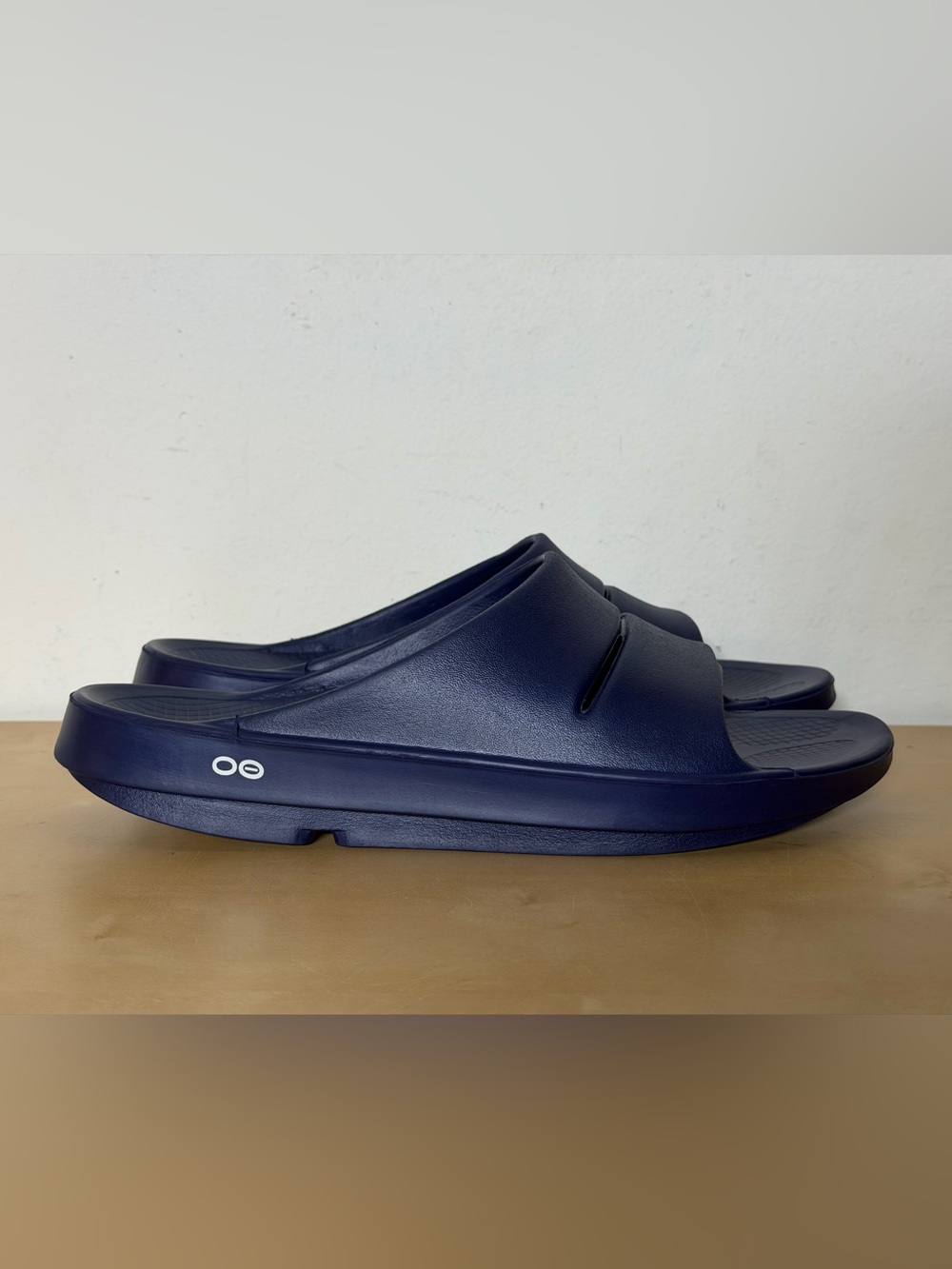 OOFOS OOahh Slide Sandals Navy Blue Men's Size 13 Or Women's Size 15 Recovery